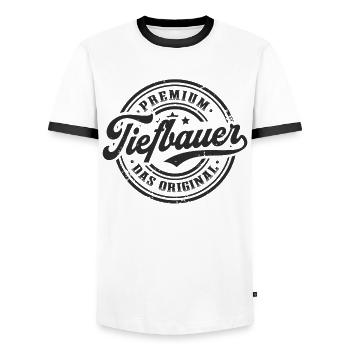 Tiefbauer Original Vintage Tiefbau - Männer Kontrast-T-Shirt - Weiß/Schwarz - Vorne - AI Model Female 172 light (172cm) & AI Model Male 178 dark (178cm)