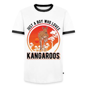 Australian Kangaroo Young Kangaroo - Men's Ringer Shirt - white/black - Front - AI Model Female 172 light (172cm) & AI Model Male 178 dark (178cm)