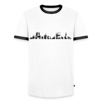 Bamberg Mir Reichts Bamberger - Männer Kontrast-T-Shirt - Weiß/Schwarz - Vorne - AI Model Female 172 light (172cm) & AI Model Male 178 dark (178cm)