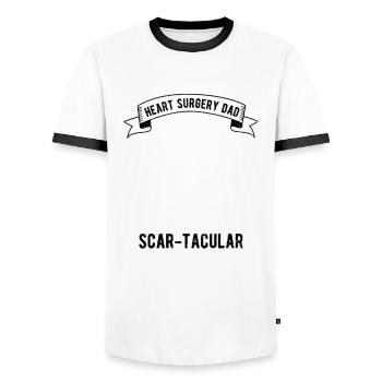 Heart Surgery Father Heart Transplant Recovery - Men's Ringer Shirt - white/black - Front - AI Model Female 172 light (172cm) & AI Model Male 178 dark (178cm)