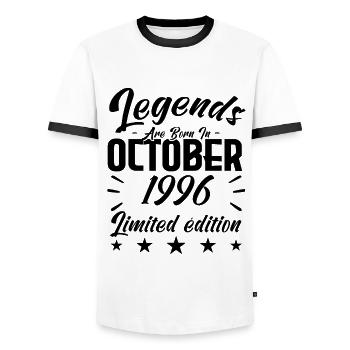 LEGENDS ARE BORN IN OCTOBER 1996 anniversary gift. - T-shirt contrasté Homme - blanc/noir - Devant - AI Model Female 172 light (172cm) & AI Model Male 178 dark (178cm)