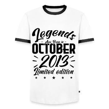 LEGENDS ARE BORN IN OCTOBER 2013 anniversary gift - T-shirt contrasté Homme - blanc/noir - Devant - AI Model Female 172 light (172cm) & AI Model Male 178 dark (178cm)