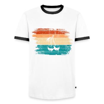 Cherry Fruit Lover Retro Healthy Gift idea - Men's Ringer Shirt - white/black - Front - AI Model Female 172 light (172cm) & AI Model Male 178 dark (178cm)
