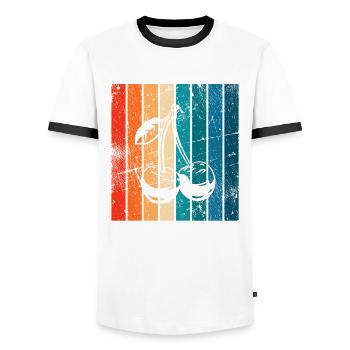 Cherry Fruit Lover Retro Healthy Gift idea - Men's Ringer Shirt - white/black - Front - AI Model Female 172 light (172cm) & AI Model Male 178 dark (178cm)