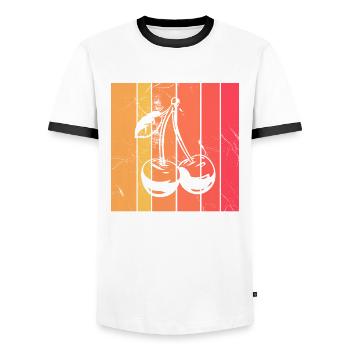 Cherry Fruit Lover Retro Healthy Gift idea - Men's Ringer Shirt - white/black - Front - AI Model Female 172 light (172cm) & AI Model Male 178 dark (178cm)