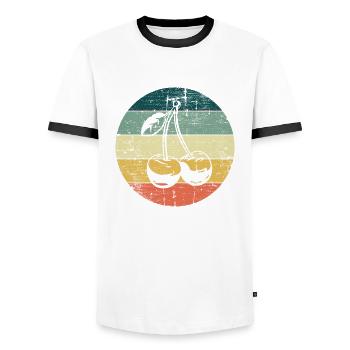 Cherry Fruit Lover Retro Healthy Gift idea - Men's Ringer Shirt - white/black - Front - AI Model Female 172 light (172cm) & AI Model Male 178 dark (178cm)