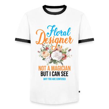 Floral Designer Not A Magician But I Can See Botan - Männer Kontrast-T-Shirt - Weiß/Schwarz - Vorne - AI Model Female 172 light (172cm) & AI Model Male 178 dark (178cm)