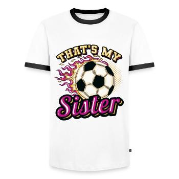 Das Ist Meine Schwester,Bruder-Schwester-Fußball - Männer Kontrast-T-Shirt - Weiß/Schwarz - Vorne - AI Model Female 172 light (172cm) & AI Model Male 178 dark (178cm)