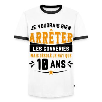 Je Voudrais Bien 10 Ans Humour Cadeau - T-shirt contrasté Homme - blanc/noir - Devant - AI Model Female 172 light (172cm) & AI Model Male 178 dark (178cm)