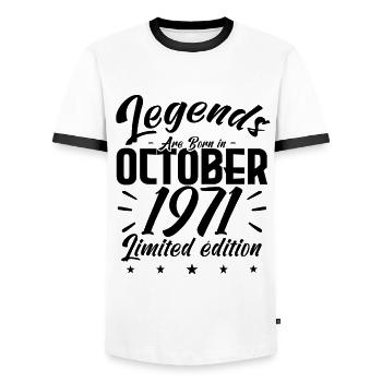 LEGENDS ARE BORN IN OCTOBER 1971 anniversary gift - T-shirt contrasté Homme - blanc/noir - Devant - AI Model Female 172 light (172cm) & AI Model Male 178 dark (178cm)