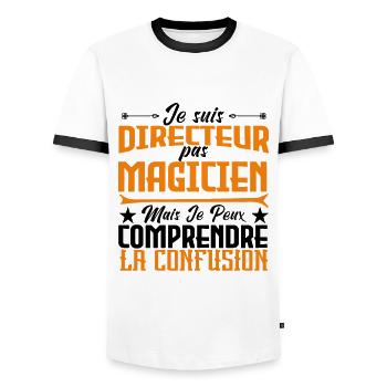je suis Directeur pas magicien - T-shirt contrasté Homme - blanc/noir - Devant - AI Model Female 172 light (172cm) & AI Model Male 178 dark (178cm)