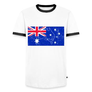 Drapeau de l’Australie - T-shirt contrasté Homme - blanc/noir - Devant - AI Model Female 172 light (172cm) & AI Model Male 178 dark (178cm)