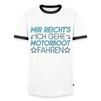 Motorboot Spruch - Männer Kontrast-T-Shirt - Weiß/Schwarz - Vorne - AI Model Female 172 light (172cm) & AI Model Male 178 dark (178cm)