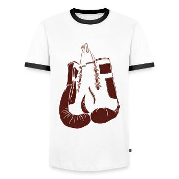 Boxsport Boxing - Männer Kontrast-T-Shirt - Weiß/Schwarz - Vorne - AI Model Female 172 light (172cm) & AI Model Male 178 dark (178cm)