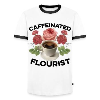 Caffeinated Florist Gardener Botanical Plant Lover - Männer Kontrast-T-Shirt - Weiß/Schwarz - Vorne - AI Model Female 172 light (172cm) & AI Model Male 178 dark (178cm)