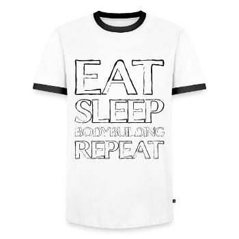Manger du sommeil Musculation - T-shirt contrasté Homme - blanc/noir - Devant - AI Model Female 172 light (172cm) & AI Model Male 178 dark (178cm)