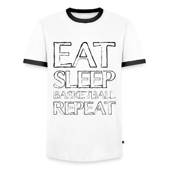 Essen Schlafen Basketball - Männer Kontrast-T-Shirt - Weiß/Schwarz - Vorne - AI Model Female 172 light (172cm) & AI Model Male 178 dark (178cm)
