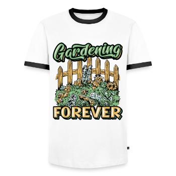 Gardening, Forever Gardener. - Men's Ringer Shirt - white/black - Front - AI Model Female 172 light (172cm) & AI Model Male 178 dark (178cm)