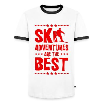 Aventures de ski - T-shirt contrasté Homme - blanc/noir - Devant - AI Model Female 172 light (172cm) & AI Model Male 178 dark (178cm)