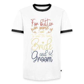 Für Butter Oder Schlimmeres Möchte Ich Auf Die - Männer Kontrast-T-Shirt - Weiß/Schwarz - Vorne - AI Model Female 172 light (172cm) & AI Model Male 178 dark (178cm)