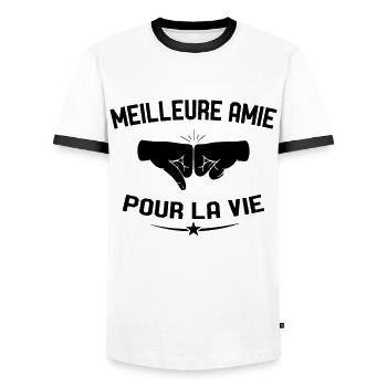 Meilleure Amie Pour La Vie Cadeau Anniversaire - T-shirt contrasté Homme - blanc/noir - Devant - AI Model Female 172 light (172cm) & AI Model Male 178 dark (178cm)