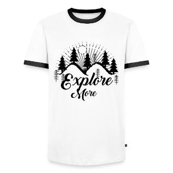 Hikers Hiker Mountains Mountain Valley Valleys Hiking - Men's Ringer Shirt - white/black - Front - AI Model Female 172 light (172cm) & AI Model Male 178 dark (178cm)