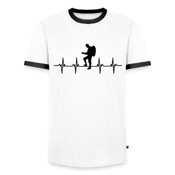 Hikers Hiker Mountains Mountain Valley Valleys Hiking - Men's Ringer Shirt - white/black - Front - AI Model Female 172 light (172cm) & AI Model Male 178 dark (178cm)