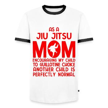 BJJ Jiu Jitsu - Männer Kontrast-T-Shirt - Weiß/Schwarz - Vorne - AI Model Female 172 light (172cm) & AI Model Male 178 dark (178cm)