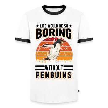 Pinguin Geschenk Penguin - Männer Kontrast-T-Shirt - Weiß/Schwarz - Vorne - AI Model Female 172 light (172cm) & AI Model Male 178 dark (178cm)