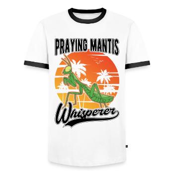 Gottesanbeterin Flüsterer Mantis Fangschrecke - Männer Kontrast-T-Shirt - Weiß/Schwarz - Vorne - AI Model Female 172 light (172cm) & AI Model Male 178 dark (178cm)
