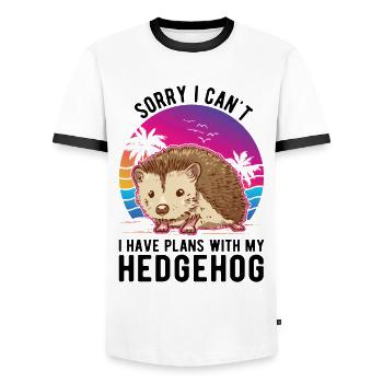 Hedgehog Liehbaber spiny organ - Men's Ringer Shirt - white/black - Front - AI Model Female 172 light (172cm) & AI Model Male 178 dark (178cm)