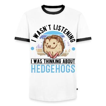 Hedgehog Liehbaber spiny organ - Men's Ringer Shirt - white/black - Front - AI Model Female 172 light (172cm) & AI Model Male 178 dark (178cm)
