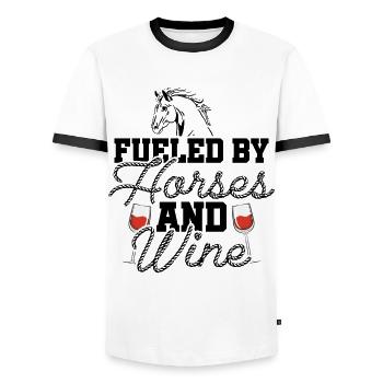 Fueled By Horses And Wine Horse Lover Equestrian R - Männer Kontrast-T-Shirt - Weiß/Schwarz - Vorne - AI Model Female 172 light (172cm) & AI Model Male 178 dark (178cm)