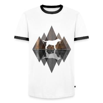 Labrador Abstrakt - Hundeliebhaber Dog Geometrie - Männer Kontrast-T-Shirt - Weiß/Schwarz - Vorne - AI Model Female 172 light (172cm) & AI Model Male 178 dark (178cm)