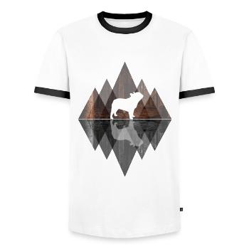 French Bulldog Abstrakt - Geometrie Hundeliebhaber - Männer Kontrast-T-Shirt - Weiß/Schwarz - Vorne - AI Model Female 172 light (172cm) & AI Model Male 178 dark (178cm)