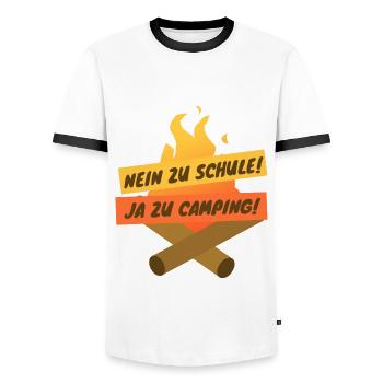 Nein zu Schule - Ja zu Camping! - Männer Kontrast-T-Shirt - Weiß/Schwarz - Vorne - AI Model Female 172 light (172cm) & AI Model Male 178 dark (178cm)