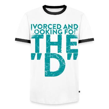 Vorced And In Search of The D For The - Men's Ringer Shirt - white/black - Front - AI Model Female 172 light (172cm) & AI Model Male 178 dark (178cm)