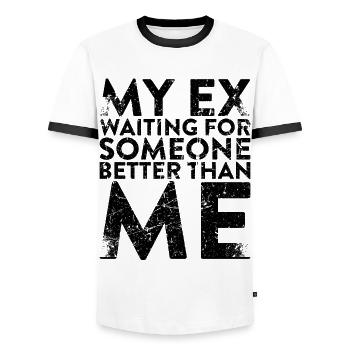 Mon ex attend quelqu’un de mieux que - T-shirt contrasté Homme - blanc/noir - Devant - AI Model Female 172 light (172cm) & AI Model Male 178 dark (178cm)