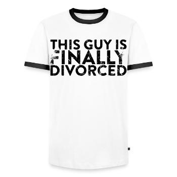 Dieser Typ Ist Endlich Wegen Scheidung Geschieden - Männer Kontrast-T-Shirt - Weiß/Schwarz - Vorne - AI Model Female 172 light (172cm) & AI Model Male 178 dark (178cm)