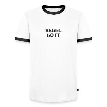 Segeln - Segel Gott - Männer Kontrast-T-Shirt - Weiß/Schwarz - Vorne - AI Model Female 172 light (172cm) & AI Model Male 178 dark (178cm)