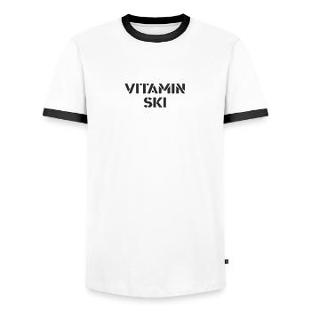 Ski - Vitamin Ski - Men's Ringer Shirt - white/black - Front - AI Model Female 172 light (172cm) & AI Model Male 178 dark (178cm)