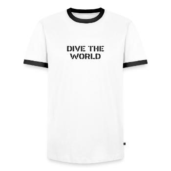 Plongée - Plongez dans le monde - T-shirt contrasté Homme - blanc/noir - Devant - AI Model Female 172 light (172cm) & AI Model Male 178 dark (178cm)