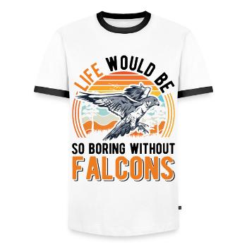 Falconer Gift Falconry Kestrel - Men's Ringer Shirt - white/black - Front - AI Model Female 172 light (172cm) & AI Model Male 178 dark (178cm)