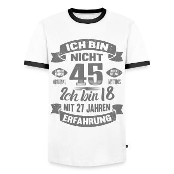 45. Geburtstag Männer Frauen Lustig 45 Jahre - Männer Kontrast-T-Shirt - Weiß/Schwarz - Vorne - AI Model Female 172 light (172cm) & AI Model Male 178 dark (178cm)