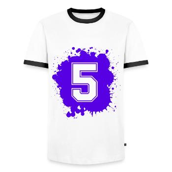 5 Number of blobs - Men's Ringer Shirt - white/black - Front - AI Model Female 172 light (172cm) & AI Model Male 178 dark (178cm)
