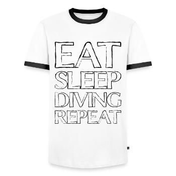 Manger De la plongée dans le sommeil - T-shirt contrasté Homme - blanc/noir - Devant - AI Model Female 172 light (172cm) & AI Model Male 178 dark (178cm)