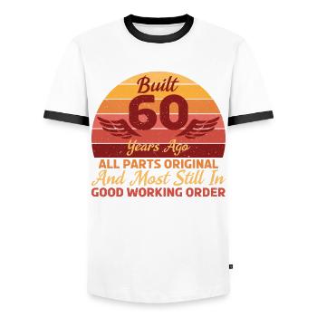Gebaut Vor 60 Jahren Alle Teile Original Lustiger - Männer Kontrast-T-Shirt - Weiß/Schwarz - Vorne - AI Model Female 172 light (172cm) & AI Model Male 178 dark (178cm)