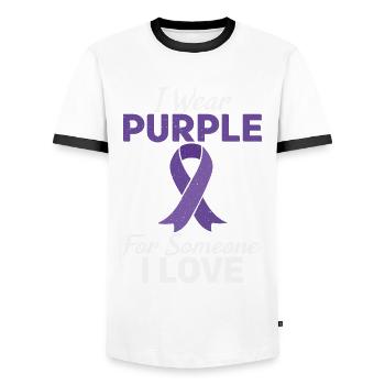 Je porte du violet pour quelqu’un - T-shirt contrasté Homme - blanc/noir - Devant - AI Model Female 172 light (172cm) & AI Model Male 178 dark (178cm)