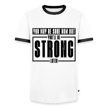 Kickboxing Vous pouvez être douloureux Kickboxer Combat Boxe - T-shirt contrasté Homme - blanc/noir - Devant - AI Model Female 172 light (172cm) & AI Model Male 178 dark (178cm)