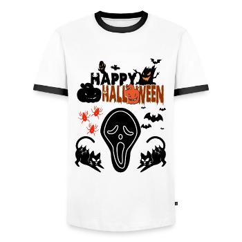 Halloween Halloween Halloween Halloween Halloween - Männer Kontrast-T-Shirt - Weiß/Schwarz - Vorne - AI Model Female 172 light (172cm) & AI Model Male 178 dark (178cm)